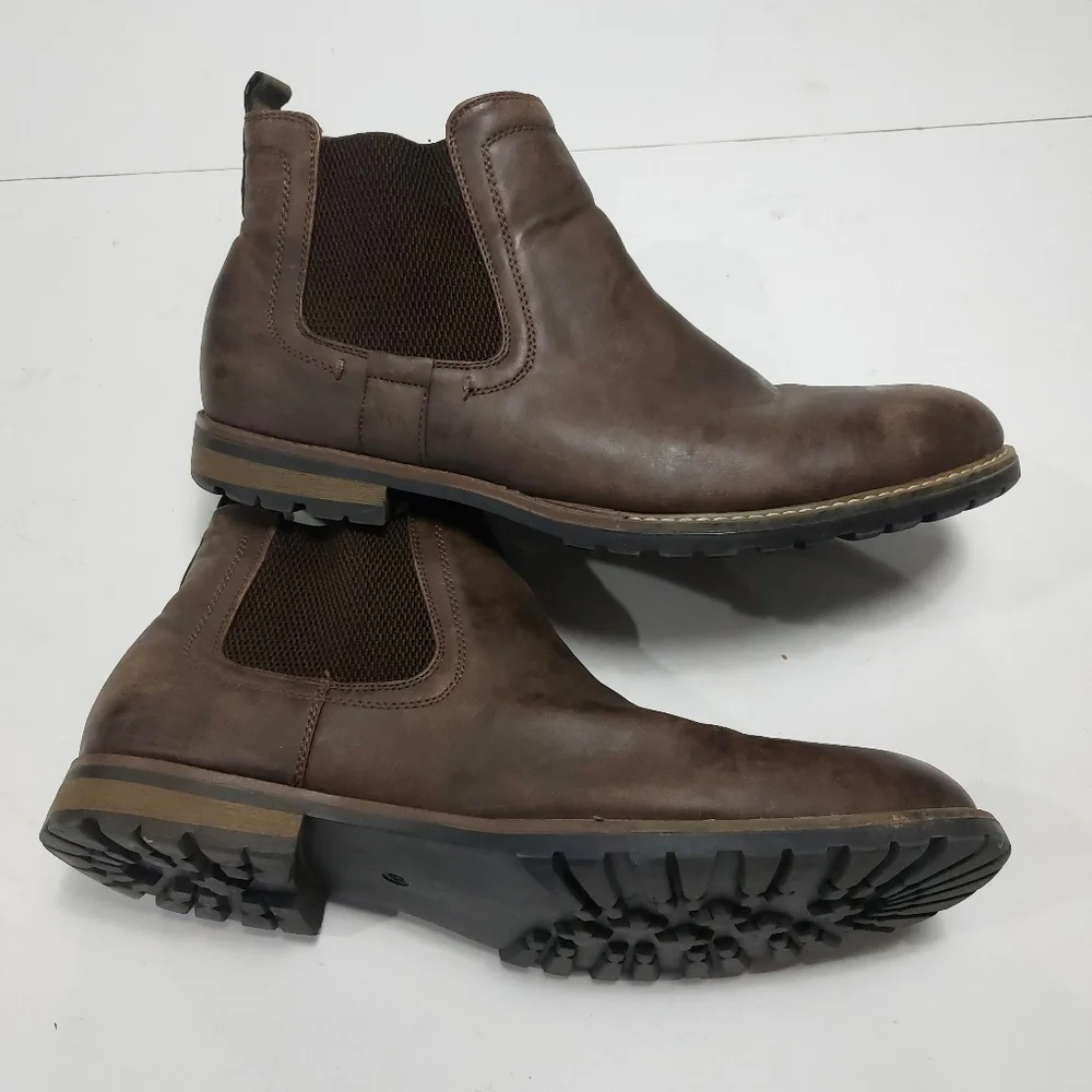 BRUNO MARC Men's Brown Leather Chelsea Boots size 12